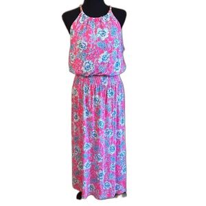 Lilly Pulitzer Gracelyn Halter Midi Dress - Roxie Pink Wave N Sea Size XL